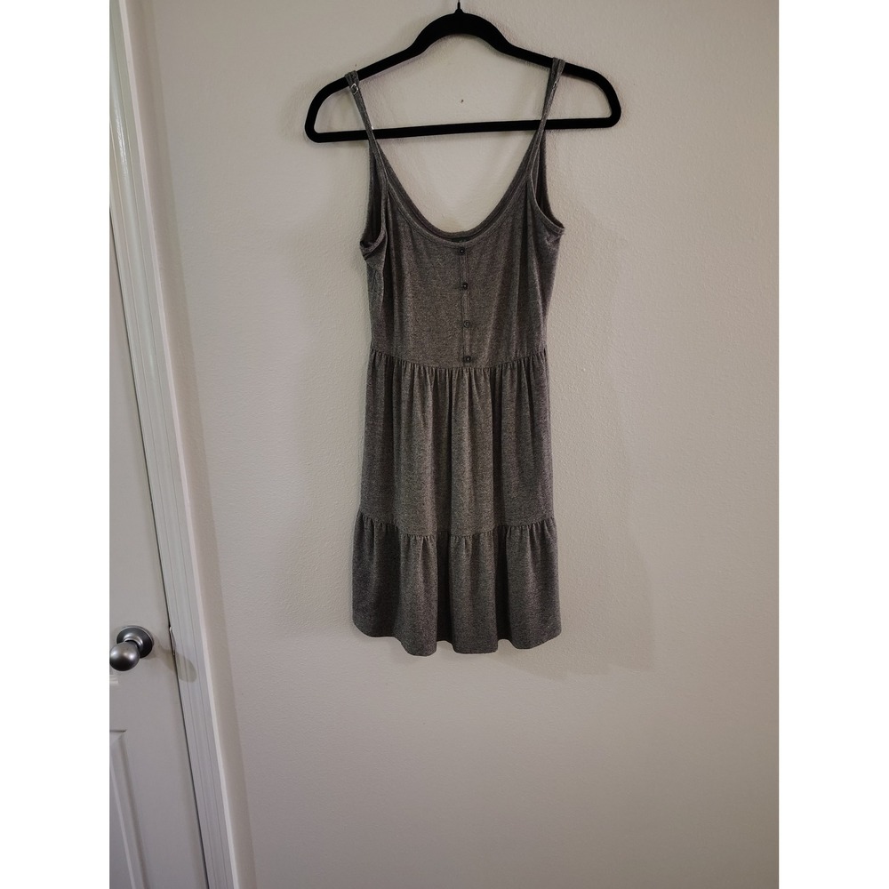 Wild Fable Gray Heathered Knit Tiered Mini Dress Henley‎ Button Front Small